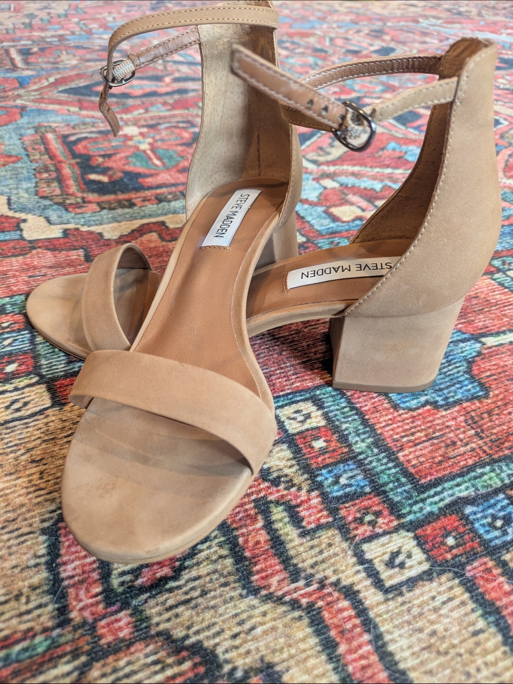 Steve Madden Tan Suede Block Heel Sandals